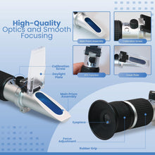 Load image into Gallery viewer, 0-90% Brix Refractometer with ATC - Accurate Sugar Content Measurement for Honey, Fruit, Maple Syrup and Beverages - Ideal for Homebrewing, Labs &amp; More
