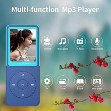 Load image into Gallery viewer, Bluetooth Mp3 Player, Classic Portable Walkman Mp3 &amp; Mp4 Players for Kids,HiFi Music Player with Video Play,FM Radio,Recording,E-Book,Alarm Clock,Mp3 Play up to 50 Hours with SD Card Slot Blue 16GB
