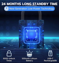 Load image into Gallery viewer, eLinkSmart Heavy Duty Smart Padlock with Key, Pad Locks with Code Keypad, Weatherproof Bluetooth RFID Keyless Electronic Digital Combination Lock for Outdoor Fence Gate Pool Shed Gym Locker Storage
