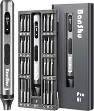 Load image into Gallery viewer, Banshu Electric Screwdriver, 52 in 1 Mini Electric Screwdriver Set with Metal Case, S2 Precision Bits, LED Light, Small Magnetic Professional Repair Tool Kit for Eyeglasses, Watch, PC, Laptop, Phone
