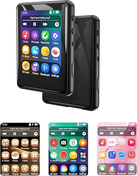 64GB MP3 Player with Bluetooth 5.3, Full Touch Screen Mp3 Mp4 Music Player Built-in Speaker,FM Radio,Voice Recorder,Ebook,Support 256GB TF Card,Shuffle. Earphones Included