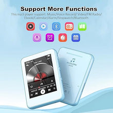 Load image into Gallery viewer, MP3 Player with Bluetooth, Portable Music Player with Full Touch Screen, FM Radio, Voice Recorder, Micro SD Card Slot, Built-in 64GB, Includes Wired Earphones, Ideal for Kids and Workouts
