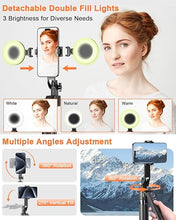 Load image into Gallery viewer, 71” Auto Face Tracking Tripod for iPhone with Light,360° Rotating Phone Stand with Rechargeable Remote Control for TikTok Vlog Video Recording, Phone Tripod for Android Camera/GoPro/Ring Light
