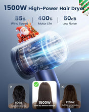Load image into Gallery viewer, Hair Dryer with Diffuser &amp; Nozzle Magnetic, Hair Blow Dryer for Curly Hair, 110000 RPM High-Speed Brushless Motor for Fast Drying, Negative Ionic Care Hair Dryer for Home,Salon,Travel (Blue)
