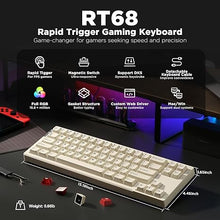 Load image into Gallery viewer, YUNZII RT68 Rapid Trigger Gaming Keyboard,Hall Effect Magnetic Switch 68-Key Wired RGB Keyboard,Gasket Mount Hot Swapped Keyboard, Adjustable Actuation TKL Mechanical Keyboard (Beige, Outemu Switch)
