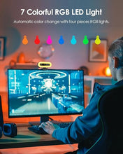 Load image into Gallery viewer, 2K 50FPS Webcam for PC/Mac, Computer Camera with Fill RGB Lights, 2 Noise-Canceling Microphone, Autofocus and Tripod for Meeting, Live Streaming, Video Calls, Gaming, Works with Zoom, Skype, Teams
