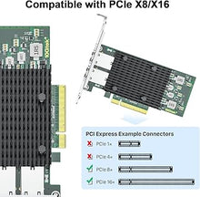 Load image into Gallery viewer, 10Gtek 10Gb Dual RJ45 Port Network Card with X540 Controller, PCIe Ethernet LAN Adapter for Windows/Linux/ESX Servers, Compare to Intel X540-T2
