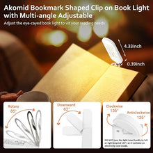 Load image into Gallery viewer, Book Light, USB Rechargeable Reading Light, Eye-Cared Amber Light Mode Book Light for Reading in Bed Kids, 8 LEDs Bookmark Portable Book Light Clip on, Stepless Dimming, White
