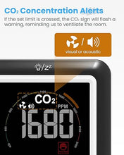 Load image into Gallery viewer, Newentor CO2 Monitor, Indoor Air Quality Meters, Carbon Dioxide Detector with Voice Alert, Large Display CO2 Tester, Temperature Humidity Sensor, Alarm Clock for Home, RV, Grow Tents, Black
