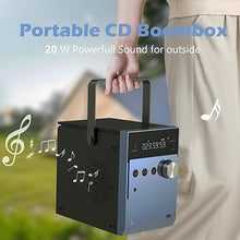 Load image into Gallery viewer, Portable CD Player Boombox | 20W Stereo Sounds| Rechargeable Battery | Auto Lid Open Button | Big LCD Display | Bluetooth 5.3/FM Radio/USB/AUX Input | MIC &amp; Earphone Port | Remote Control (608 Blue)
