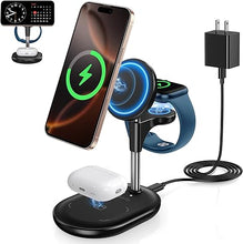 Load image into Gallery viewer, 3 in 1 Wireless Charging Station for Apple MagSafe Charger, 15W Fast Qi-Certified Magnetic Mag-Safe Charger Stand for iPhone 16 15 14 13 12 Apple Watch AirPods, Adjustable Angle,Gifts for Men
