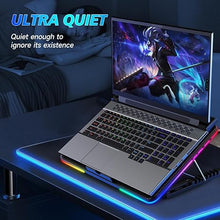 Load image into Gallery viewer, LIANGSTAR Laptop Cooling Pad, Laptop Cooler Gaming 5 Quiet Fans with Large Metal Plate for 12-17.3 Inch Fan Stable Stand, 4 Modes RGB Light, 7 Height &amp; Adjust Speed, 2 USB Port &amp; Phone Holder
