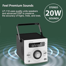 Load image into Gallery viewer, Portable CD Player Boombox 10W x2 | Built-in Rechargeable Battery | FM Radio/Bluetooth/USB/AUX Input | 3.5mm MIC &amp; Headphone Port | Clear Stereo Sound | Remote Control (White)
