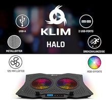 Load image into Gallery viewer, KLIM Halo RGB Laptop Cooling Pad - New 2023 - LCD Display Gaming Laptop Cooler - Quiet Laptop Stand with Fan - Compatible up to 17&quot;- Ventilador para Laptop - 5 Year Warranty - PC Mac PS5 PS4 Xbox One
