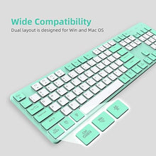 Load image into Gallery viewer, Wireless Keyboard and Mouse Combo, 2.4G USB Ergonomic Quiet Keyboard with Tilt Legs Design, Full-Sized Green Cute Silent Keyboard Mouse for Windows, Mac OS, Computer, Laptop, PC - Green White
