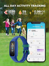 Load image into Gallery viewer, BIGGERFIVE Vigor 2 L Kids Fitness Tracker Watch for Boys Girls Ages 5-15, IP68 Waterproof, Activity Tracker, Pedometer, Heart Rate Sleep Monitor, Calorie Step Counter Watch, Blue
