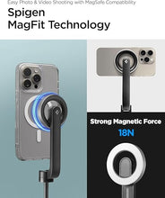 Load image into Gallery viewer, Spigen MagSafe Selfie Stick Tripod Stand (MagFit) with Bluetooth Remote Control Shutter 47" Extendable Compatible with MagSafe iPhone 16 15 14 13 12 Pro Max Mini &amp; Android Phones - Black
