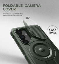 Load image into Gallery viewer, Dexnor for Samsung Galaxy S25 Case with Camera Cover &amp; Adjustable Kickstand &amp; Built-in Screen Protector, Magnetic Rugged Shockproof Bumper Cases Heavy-Duty Magnetic Protective Cover (2025),Army Green
