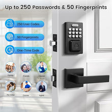 Load image into Gallery viewer, KNOBWELL Fingerprint Door Lock with Lever Handle, Smart Door Lock, Keyless Entry Door Lock, Front Door Lock Set, Biometric Keypad Door Lock with Handle, Electronic Deadbolt Lock, Matte Black
