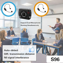 Load image into Gallery viewer, W WINBRIDGE 25W Bluetooth Voice Amplifier with Two Wireless Headset Microphones, High Capacity 8000mAh|Record, Portable Pa System Bluetooth Speaker and Microphone, Megaphone with Mic for Teachers S96
