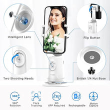 Load image into Gallery viewer, Auto Tracking Phone Holder, Auto Face Tracking Tripod, Portable All-in-one Smart Selfie Stick 360 Rotation Fast Face &amp; Object Tracking Cameraman Robot Mount for Phone Video Vlog Live Streaming(White)
