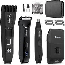 Load image into Gallery viewer, Beard Trimmer+Groin &amp; Body Hair Trimmer+foil Shaver+Nose &amp; Ear Hair Trimmer 4 IN1 Men&#39;s Grooming Kit,Manscape Ball Trimmer for Men,with Travel Lock,Shed Toiletry Bag?LED Display
