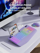 Load image into Gallery viewer, SABLUTE Wireless Keyboard and Mouse Combo, 9 Backlit Effects, Wrist Rest, Phone Holder, 2.4G Lag-Free Ergonomic Keyboards, Rechargeable Silent Cordless Set for Computer, Laptop, Mac, Windows?Purple?
