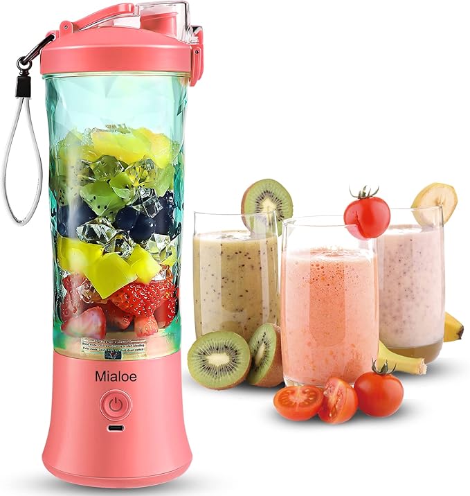 Portable Blender, Personal Size Blender for Shakes and Smoothies with 6 Blades Mini Blender 20 Oz for Kitchen,Home,Travel (Sakura Pink)