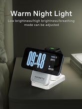 Load image into Gallery viewer, Upgraded 3-in-1 Wireless Charger for iPhone,Travel Magnetic Charger Stand Nightlight Foldable Wireless Charging Station Compatible with Magsafe Charger&amp;iPhone 16/15/14/13/12,Apple Watch&amp;AirPods(White)
