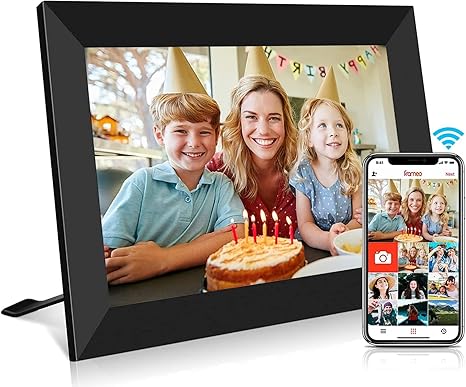 YENOCK FRAMEO Digital Photo Frame WiFi 10.1 Inch HD IPS LCD Touch Screen, 16GB Memory, Auto-Rotate, Wall-Mountable, Easy Setup to Share Photos & Videos via Free App from Anywhere