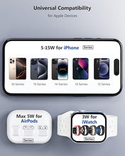 Load image into Gallery viewer, Antank 3 in 1 Charging Station for Apple, Magnetic Foldable Wireless Charger Stand, Portable Travel Charger for iPhone 16 15 14 13 12 Series, AirPods 3/2/Pro, Apple Watch Ultra/SE/9/8/7/6/5/4/3/2

