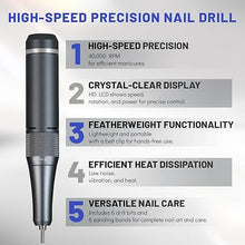 Load image into Gallery viewer, Aokitec Electric Nail Drill - 40000RPM Rechargeable Portable Nail Filer Machine with Nail Drill Bits Sanding Bands for Acrylic/Gel Nails Removal Manicure Pedicure Kit for Salon Home Use
