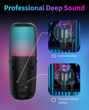 Load image into Gallery viewer, USB Gaming Microphone for PC, Noise Cancellation Condenser Mic with RGB Lights, Echo Monitor Volume Adjust for Streaming Vocal Recording,Mute, Gain for Podcast, Chat, Twitch, YouTube M-640S
