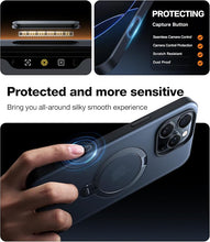 Load image into Gallery viewer, TORRAS 360°Spin for iPhone 16 Pro Case with Camera Control Button, Fit for MagSafe, Built-in Kickstand &amp; Ring Holder, Mil-Grade Protective Camera Capture Cover Case for iPhone 16 Pro, Black 6.3''
