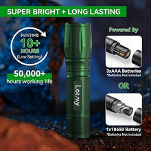 Load image into Gallery viewer, LETMY Tactical Flashlight - 2 Pack Bright Military Grade LED Flashlights High Lumens - Portable Handheld Flash Light, 5 Modes Zoomable Waterproof Flashlights for Home Emergency Camping- Green
