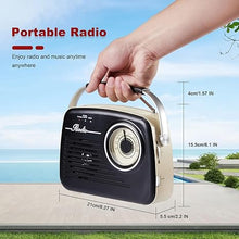 Load image into Gallery viewer, Am Fm Radios with Bluetooth, Portable Radio Support Battery Operated or Plug in Wall for Home &amp; Outdoor, Strong Reception, Large Dial Easy to Use for Fishing/Party/Camping (Black)
