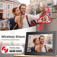 Load image into Gallery viewer, 10.1 Inch Digital Picture Frame with 32GB Storage, Frameo WiFi Digital Photo Frame, 1280 * 800 IPS Touch Screen, Auto-Rotate Slideshow, Easy to Share Photo/Video via Free App
