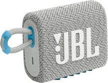 Load image into Gallery viewer, JBL Go 3 Eco - Portable Mini Bluetooth Speaker, big audio and punchy bass, IP67 waterproof and dustproof, 5 hours of playtime, Made in part with recycled materials (Eco White)
