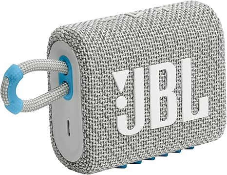 JBL Go 3 Eco - Portable Mini Bluetooth Speaker, big audio and punchy bass, IP67 waterproof and dustproof, 5 hours of playtime, Made in part with recycled materials (Eco White)