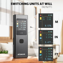 Load image into Gallery viewer, ATuMan 3-in-1 Laser Distance Meter with Visual Aligning Beam, Pythagorean/Area/Volume/Angle Measure, 19 Measurement Modes and Automatic Calculation, Color Display, 131 Feet (iF Design Award 2024)
