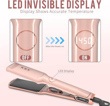 Load image into Gallery viewer, K&amp;K 1 3/4 inch Flat Iron Hair Straightener with Electroplate Titanium Adjustable Temp High Heat 450 Degrees 30s Instant Heats up Tourmaline Ionic with PTC Technology Auto Shut Off?Pink
