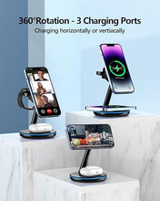 Load image into Gallery viewer, 3 in 1 Charging Station for Apple Devices 18W Fast Mag-Safe Charger Stand Magnetic Wireless Charger Station for iPhone16 15 14 13 12 Pro/Pro Max/Plus/Mini AirPods 2/3/Pro iWatch Ultra/8/7/SE/6/5/4/3/2
