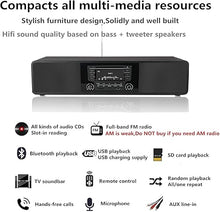 Load image into Gallery viewer, CD Player with Speakers Bluetooth for Home Stereo System Boombox | FM Radio USB SD AUX Remote Control | 28 Inch Long with Bluetooth Receiver (Black Finish)
