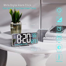 Load image into Gallery viewer, KOSUMOSU Digital LED Clocks for Bedrooms 6.7in White Alarm Clock, Dimming, 12/24h, Date, Day of Week,Temp,Desk Clock, LED Clock for Bedside, Digital Calendar Clocks for Living Room Essentials
