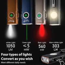 Load image into Gallery viewer, TrustFire Mini X3 Rechargeable EDC Flashlight with White Light, Flood Light, Red Light, Green Beam, 1050 Lumens Portable Flat Flashlights, Fourfold Light Sources Pocket Lights IPX6 (Gold)
