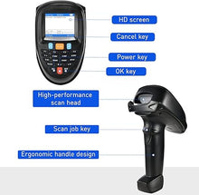 Load image into Gallery viewer, Wireless Barcode Scanner with Charging Base, Portable 1D Bar Code Scanners Inventory Scanner Data Terminal Data Collector 2 in 1 USB Connection &amp; 2.4G Wireless Barcode Reader with 2.2&quot; Screen
