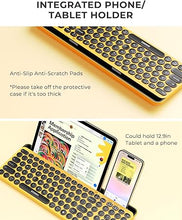 Load image into Gallery viewer, seenda Bluetooth Keyboard and Mouse for iPad, Multi-Device Bluetooth + 2.4G Wireless Round Key Cute Keyboard Mouse with Tablet Holder for MacBook/Windows Computer, iOS/Andriod Tablet Phone Yellow
