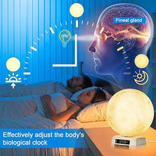 Load image into Gallery viewer, Sunrise Alarm Clock Moon Lamp APP Control Light Therapy Happy Mood Light UV-Free Wake up Light Alarm Clock Built-in White Noise nightstand Lamp for Livingroom Bedroom Office Reading Working
