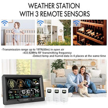 Load image into Gallery viewer, Uzoli EM3390 7.5&quot; Weather Station, Weather Station Wireless Indoor Outdoor Thermometer, Digital Weather Stations 3 Sensors with Atomic Clock, Barometer, Moon Phase, Large Screen Monitor for Home Use
