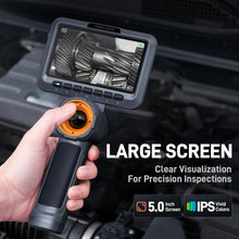 Load image into Gallery viewer, Teslong 360 Articulating Borescope with Light, 5'' Monitor Industrial Inspection Camera with 4-Way Joystick Articulation, HD Endoscope Camera for Automotive, Pipes, and Mechanics (0.24inch-5FT)

